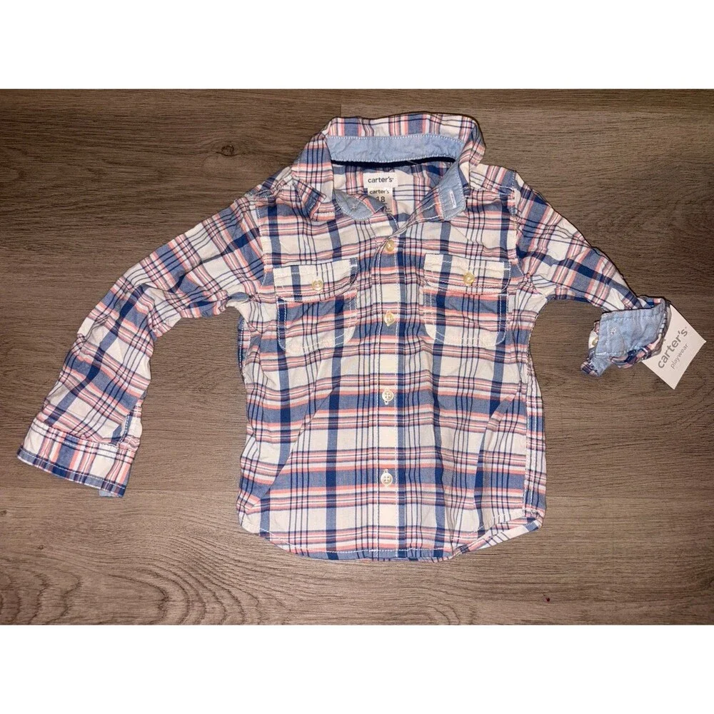 Carters‎ plaid button up shirt Easter 18 months NWT boys